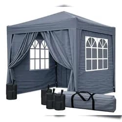 QUICK STAR Faltpavillon 2x2m Smoky Grau inkl. 4 Fußgewichten