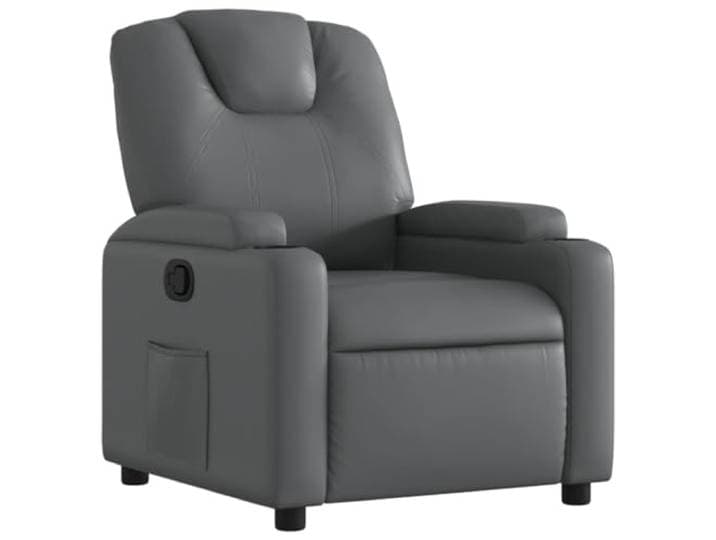 Todiikf Relaxsessel mit Liegefunktion Kunstleder TV Sessel Grau Ergonomischer Fernsehstuhl fürs Wohnzimmer mit 2 Getränkehaltern, Seitentasche und verstellbarer Rückenlehne bis 135°.