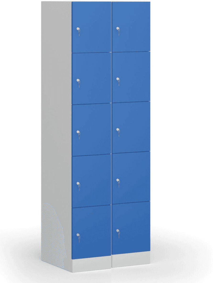 B2B Partner Szafka skrytkowa S1, 5 schowków, 1850 x 300 x 500 mm, zamek cylindryczny, drzwi ciemnoszare