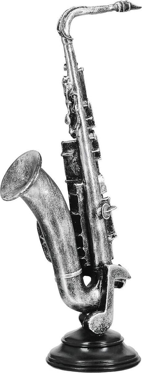 Decoratief sculptuur met saxofoon muziekthema - Grijs - Kunsthars - H 36 x B 10 x D 14 cm