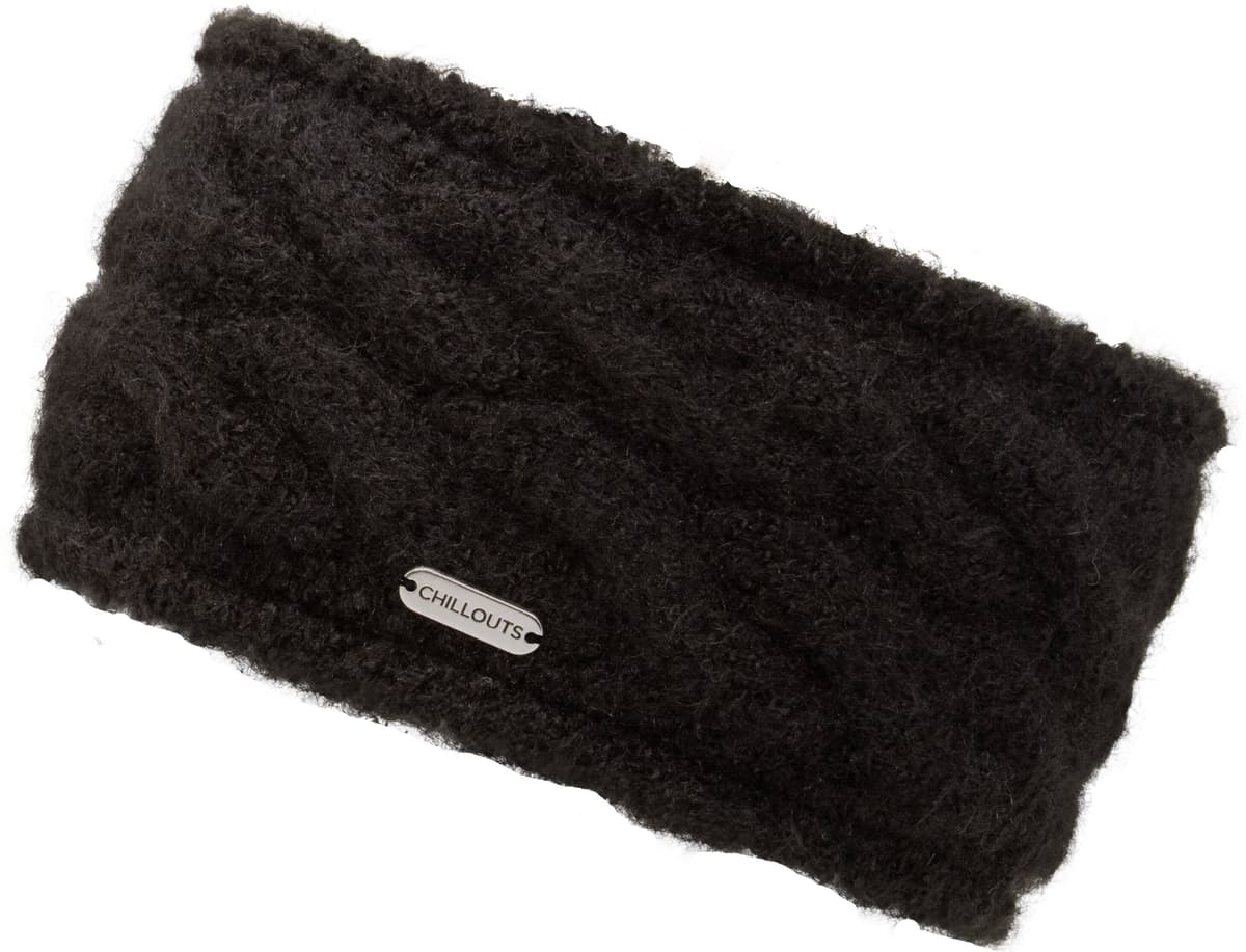 Stirnband CHILLOUTS "Iris Headband", Damen, schwarz, Feinstrick, Materialmix, unifarben, Mützen Stirnband, Breites, wärmendes Stirnband schwarz Einheitsgröße