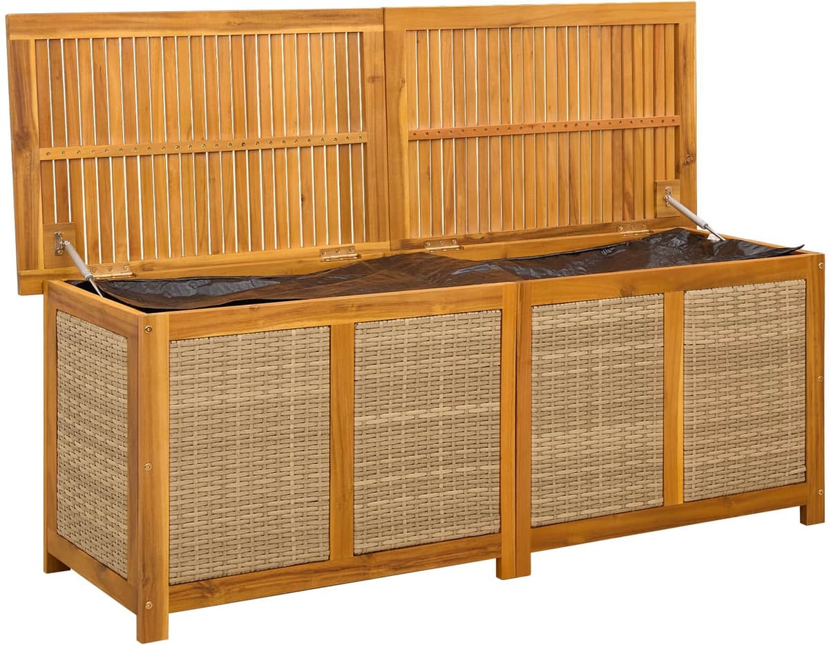 vidaXL Boîte de Rangement de Jardin 185 L Bois d'Acacia Massif Beige