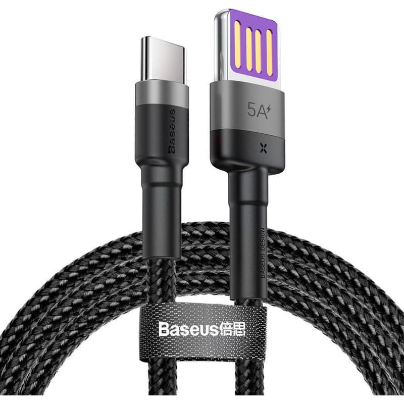 Baseus Cafule Braided USB-A 2.0 - USB-C Black 1m CATKLF-PG1