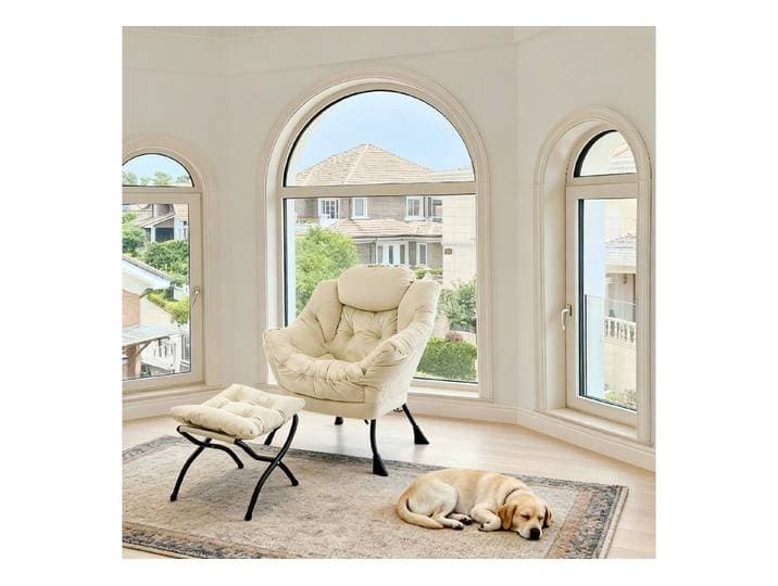 ANYSUN Loungesessel Relaxsessel aus Samt mit Hocke,Sanftes Design mit Nackenstütze (Seitentasche (Handy), Hocker als Fußbank/Kindersitz), Loungesessel,Fernsehsessel, Ohrensessel für Wohnzimmer, Schlafzimmer