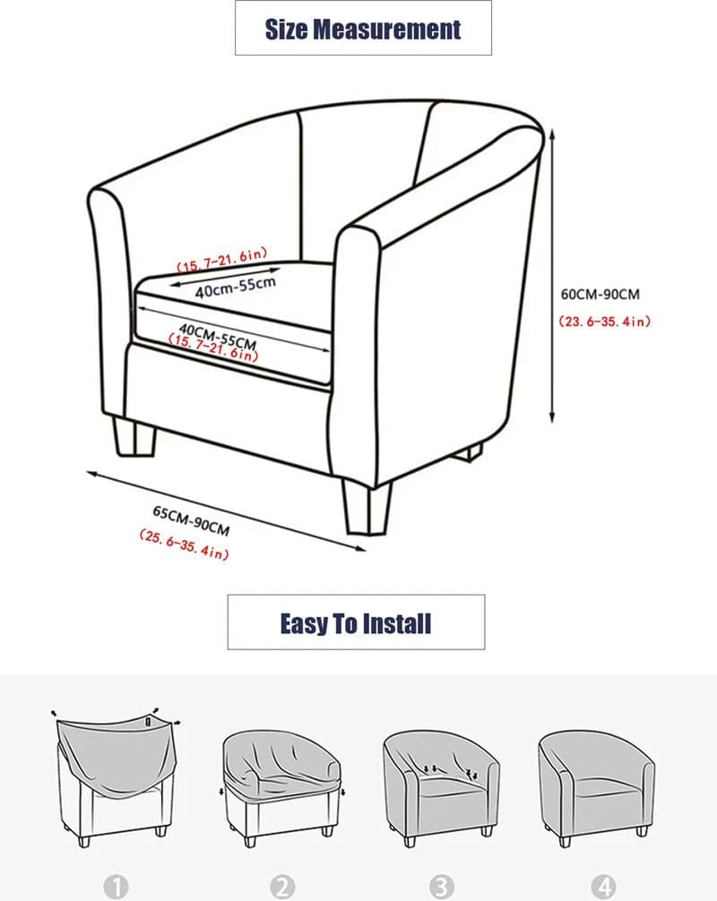 S-EMIGA Club Chair Slipcover Stretch Barrel Chair Covers Printed Tub Chair Slipcovers Soft Spandex Armchair Sofa Cover Removable