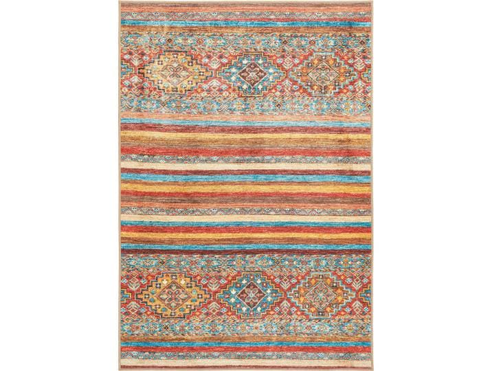 Lindorug Vintage-Teppich Cortea Azmeo, Mehrfarbig, Rot, Cognac, Boho, rechteckig, 130x190 cm, Oeko-Tex® Standard 100, für Fußbodenheizung geeignet, rutschfest, in verschiedenen Größen erhältlich, wasserabweisend, schmutzabweisend, für Hausstauballergiker geeignet, feuchtraumgeeignet, stuhlrollengeeignet, waschbar, pflegeleicht, strapazierfähig, reißfest, rutschfeste Unterfläche, vegan, Teppiche und Böden, Teppiche, Vintageteppiche