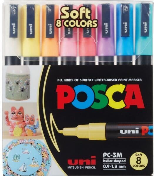 Posca Marker   Pc-3m   1,3 Mm   8 Pastelfarver