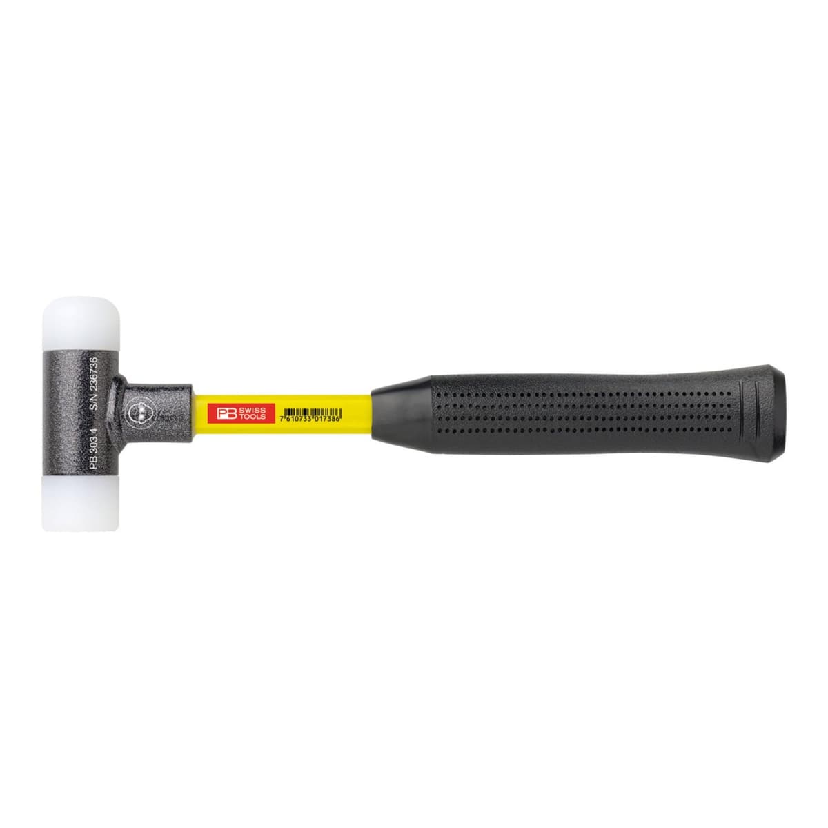 PB Swiss Tools Rückschlagfreier Hammer, mit Nylon-Einsätzen, Superglas-Stiel, 27 mm (303.2)
