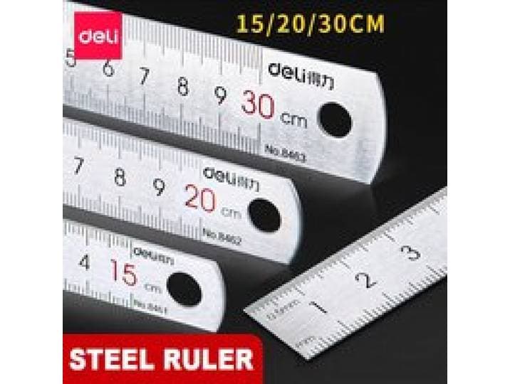 Deli Roestvrij Stalen Liniaal 15/20/30 Cm Metalen Rechte Liniaal Voor Thuis School Precisie Meten tekening Tool Levert 1/2/5 Stuks