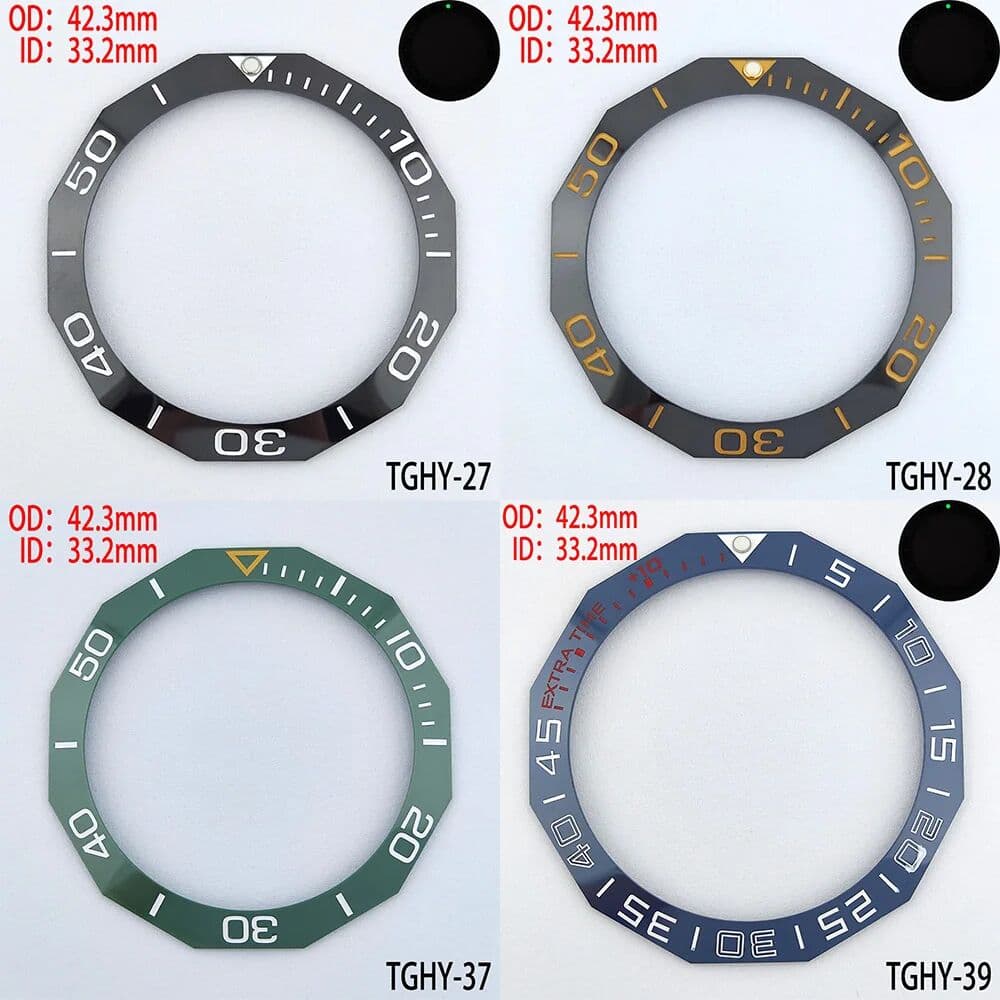 OUMASHI 42.3mm*33.2mm Sloping Luminous Ceramic Bezel Insert Replacement Fit TAG HEUER AQUARACER Automatic Watch WAY201 Accessories