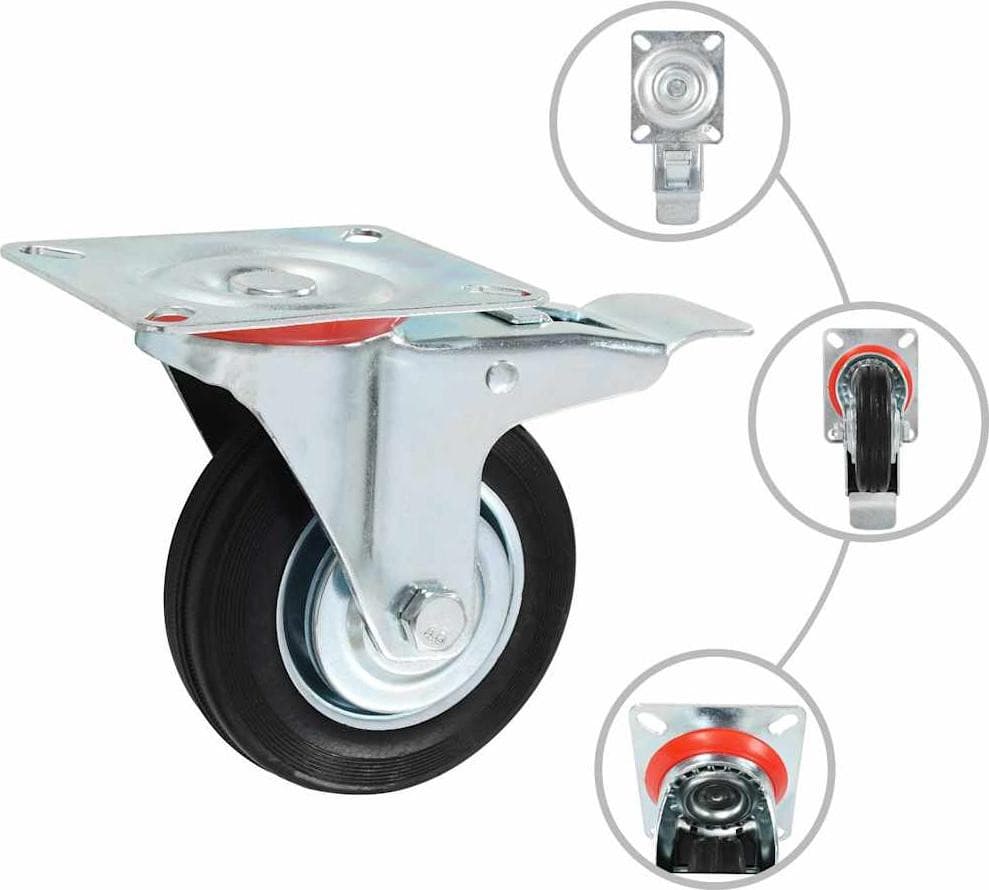 vidaXL Zwenkwielen met dubbele rem, 4 stuks, 100 mm