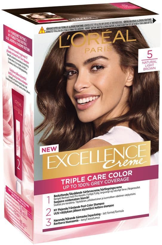 L'Oréal Paris Excellence Crème Hårfarge – 1 Stk. - 5 Natural Light Brown L'Oréal Excellence Hårfarge Hårfarge & Tilbehør Hårpleie
