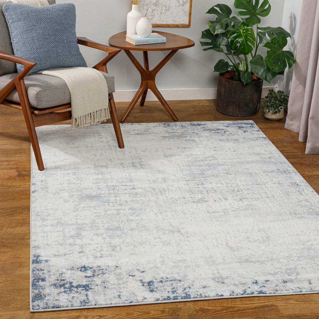 Blue Elephant Rectangle Oriental and Abstract Area Rug Cream;Grey;Navy;Blue Rectangle 200 x 274cm