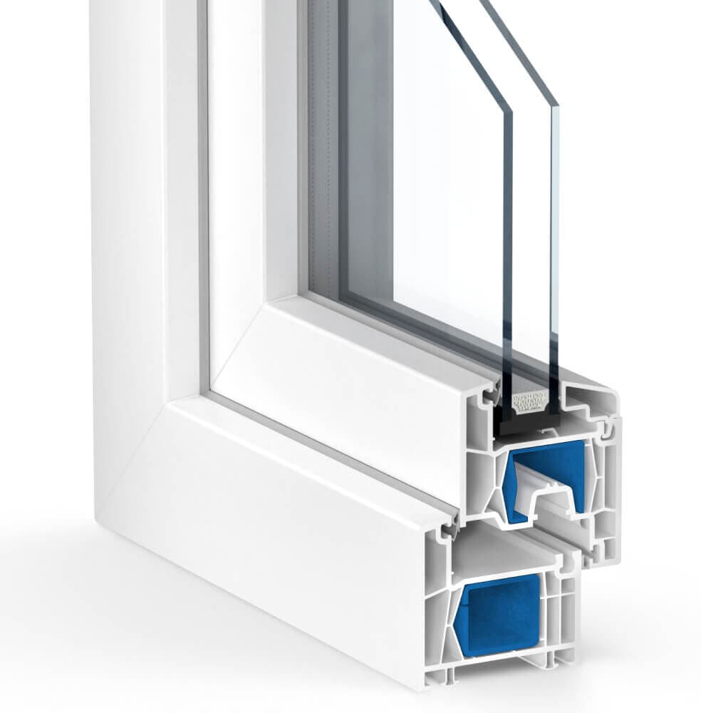 Kömmerling 88 MD, fenêtre pvc, blanc RAL 9016, 500 x 500 mm, 1 vantail vitrage fixe, configurer individuellement