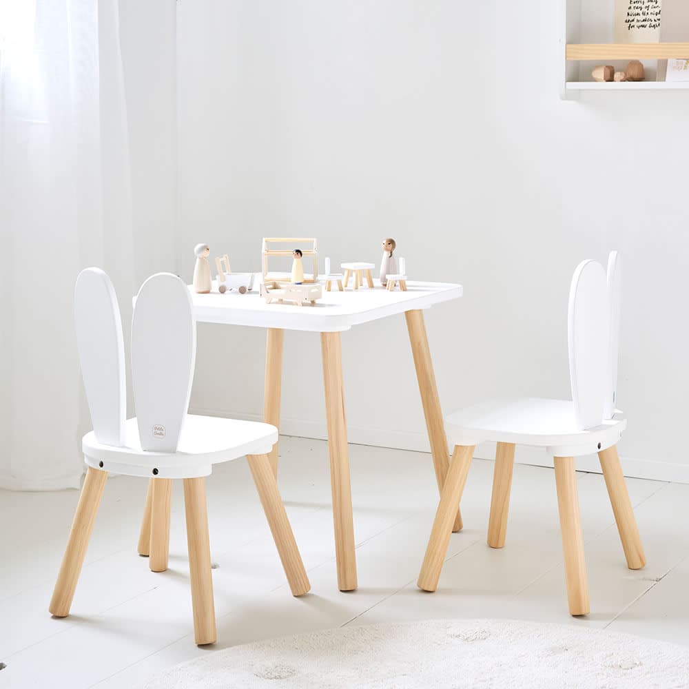 Petite Amélie Ensemble 2 chaises et table enfant en mdf blanc Blanc 50x50x50cm