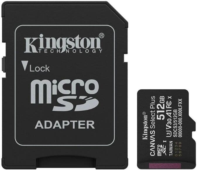 Cartão de Memória Canvas Select Plus Gen3 512GB MicroSDXC UHS-I Classe 10 + Adaptador - KINGSTON