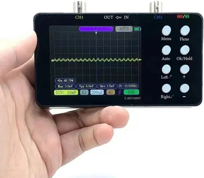 Chargewave 3.2 Inch Handheld Dual Channel Digital Oscilloscope Multimeter Signal Generator 10Mhz Bandwidth 50MSa/s Sampling Rate