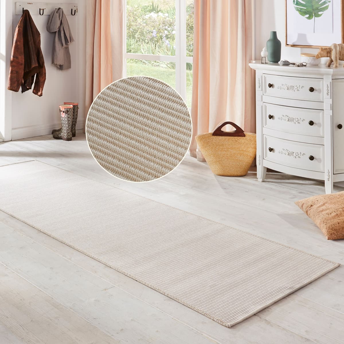 Läufer HANSE HOME "Nature, In- und Outdoor" Gr. 50, beige (creme), B:80cm H:5mm L:350cm, Kunstfaser, Teppiche, Läufer, Teppich, Wetterfest, Balkon, Flur, Wohnzimmer, Wasserfest, Sisal Optik creme B : 80cm 1 Stk., 5mm, L: 350cm
