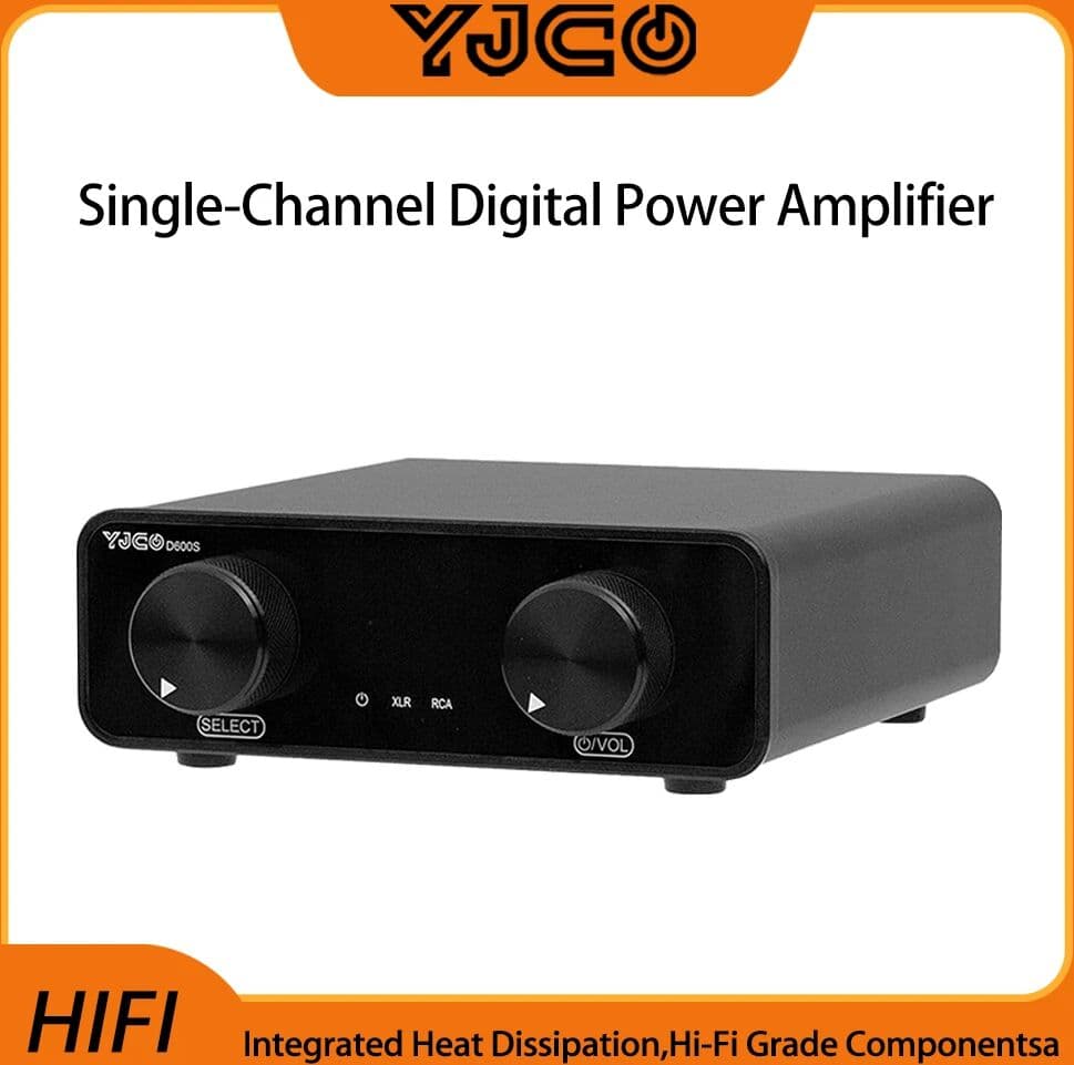 YJCO D600S TPA3255 Mono Power Amplifier 600W Class D Mono Amp XLR Balanced Input RCA  Audio Amplifier HiFi Home Theater Speaker