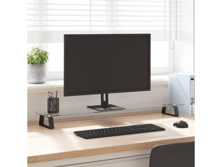vidaXL Monitorständer Schwarz 100x20x8 cm Hartglas und Metall