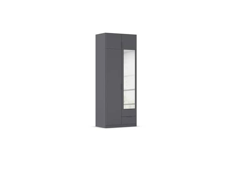 Rauch Möbel LAGOA, Kleiderschrank, Farbe Grau metallic, Breite 91 cm Schrank, 4-türig, Spiegel, 2 Schubladen, Zubehör Premium, für Schlafzimmer, Kinderzimmer, Babyzimmer, Garderobe