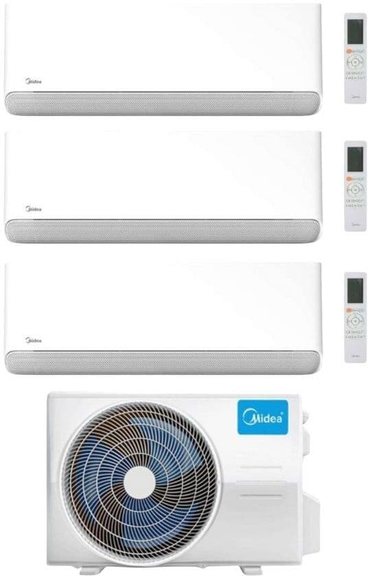 Midea Climatizzatore Trial Split serie Breezeless E 12+18+18 con M5OE-42HFN8-Q Inverter R 32 Wi-Fi Classe A++