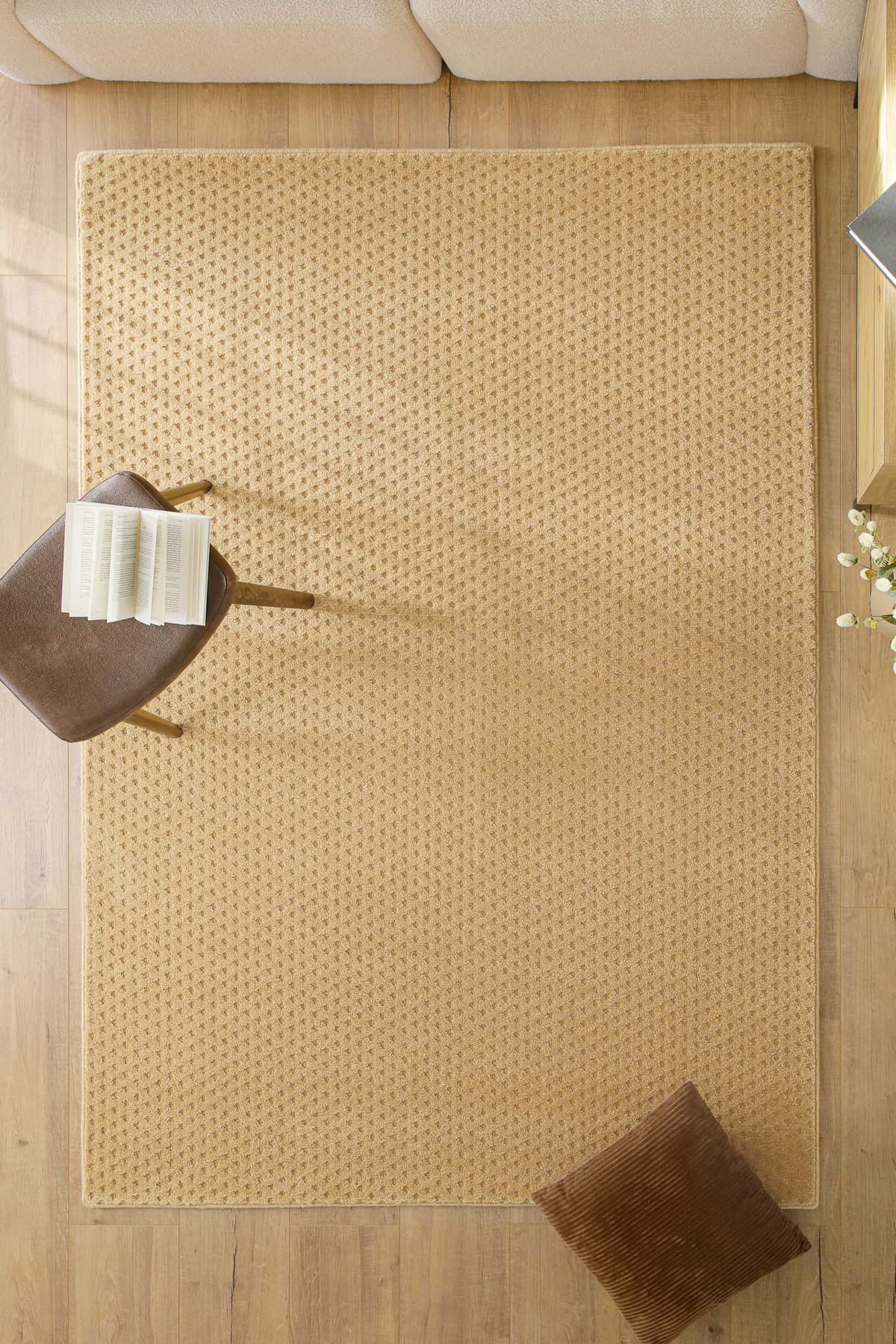 Teppich WECON HOME "Castello THREE", beige (sand beige), B:160cm H:7mm L:230cm, Schurwolle, Teppiche, Teppich, Schurwolle, Kurzflor mit Hoch-Tief-Effekt, Wohnzimmer, Punktmuster sand beige B : 160cm 1 Stk., 7mm, L: 230cm