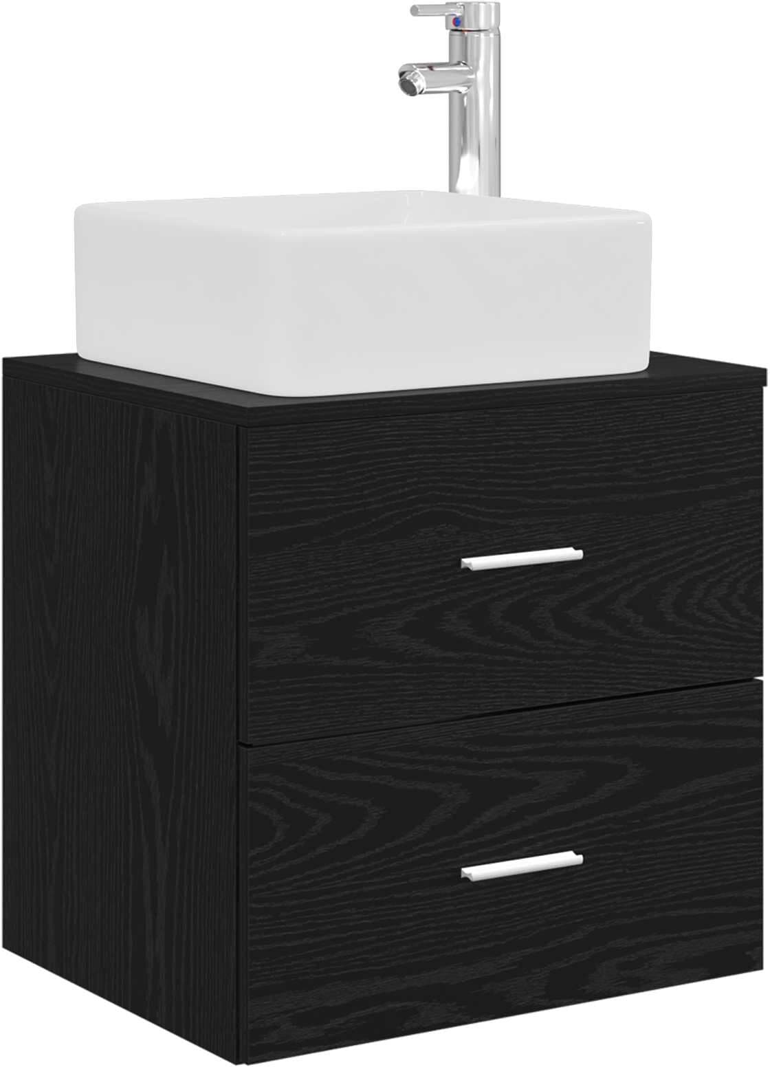 vidaXL Meuble de lavabo mural Chêne noir 53 x 35 x 80 cm