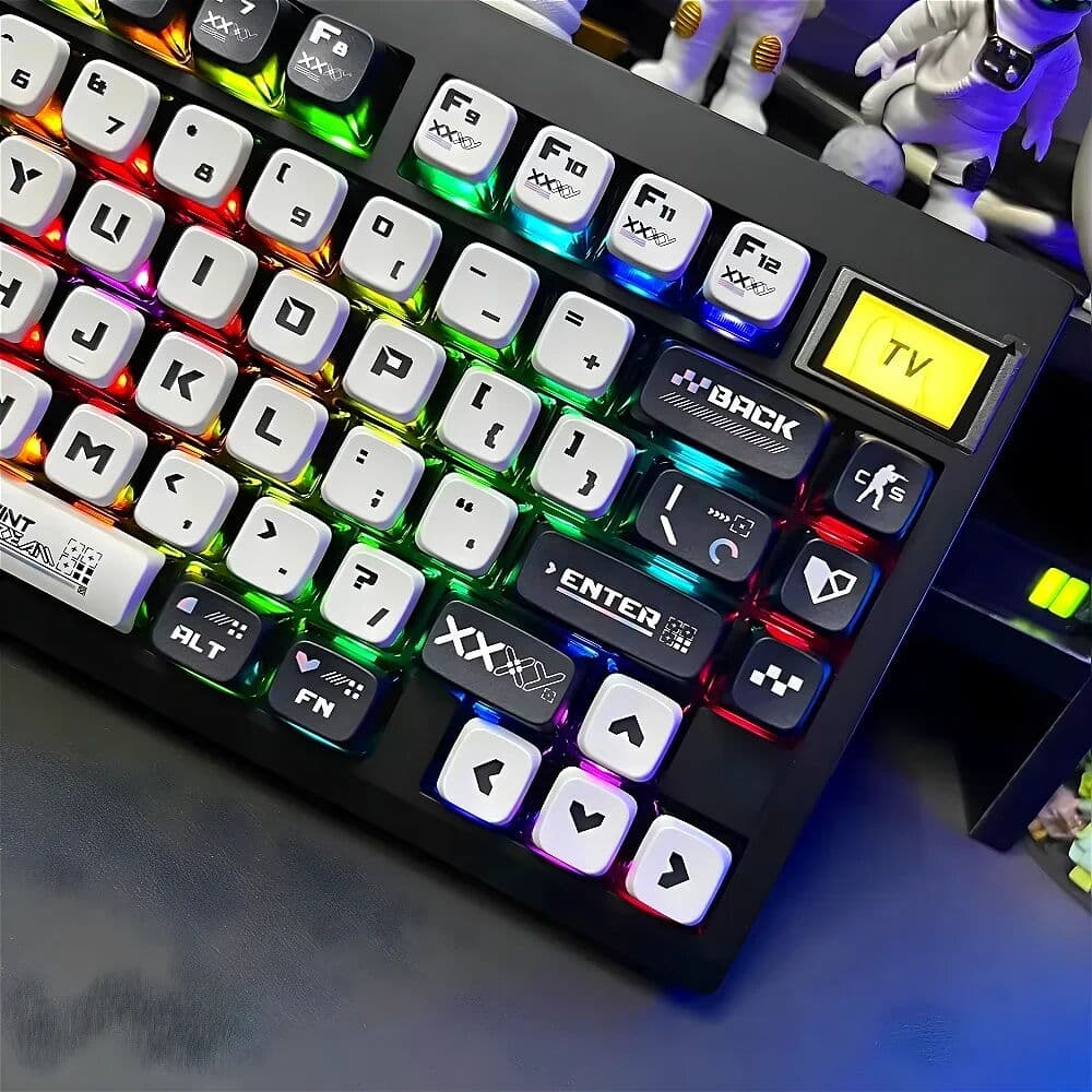 smvp Pudding MDA Keycaps PBT 122 Keys Translucent Binary Anime Fit for 60/80/87/98/104/108 Mechanical Keyboards