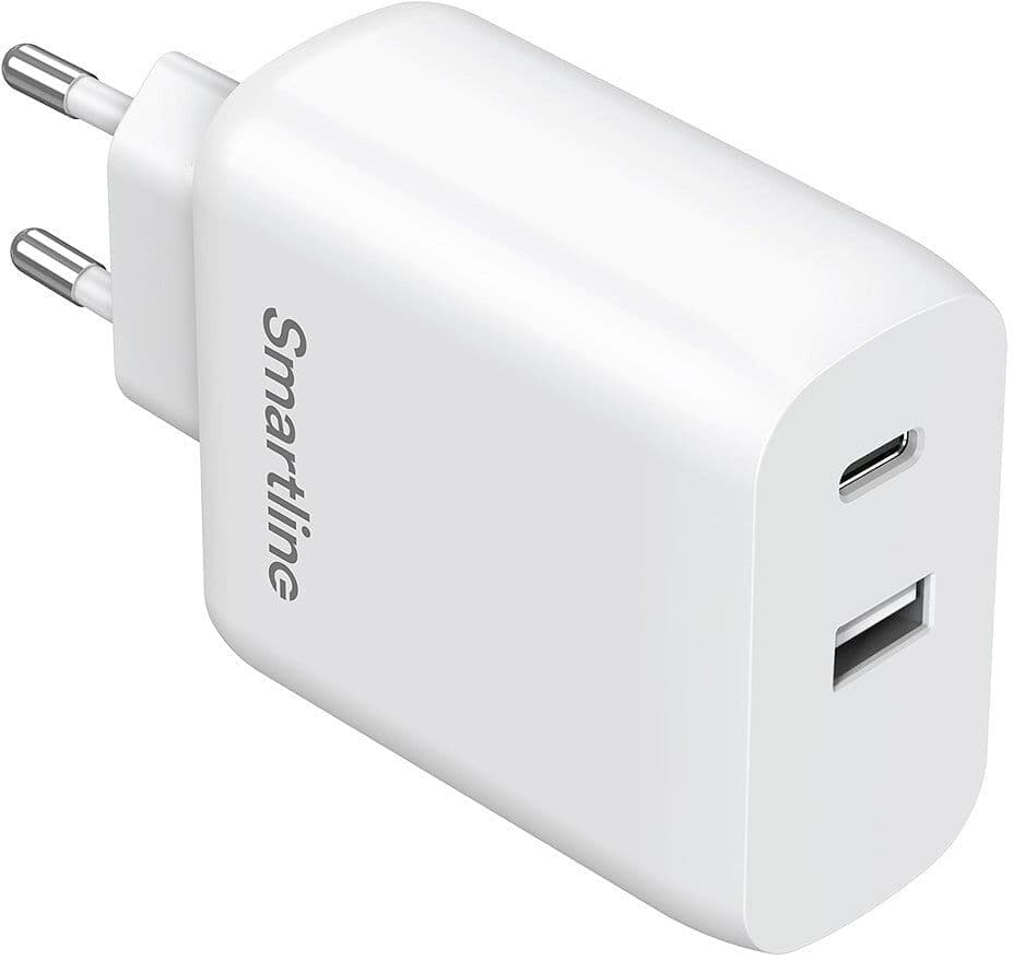 Smartline Super Charger 65W PD Vegglader USB-C & USB-A - Hvit