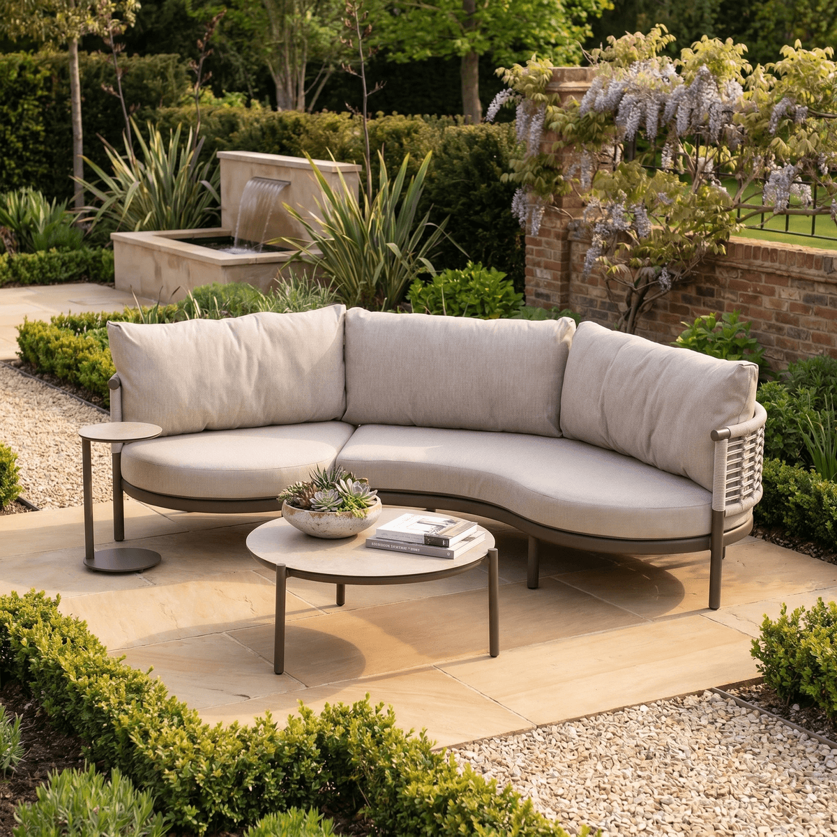 Harbour Lifestyle Sutera Curved Chaise Sofa Set in Putty