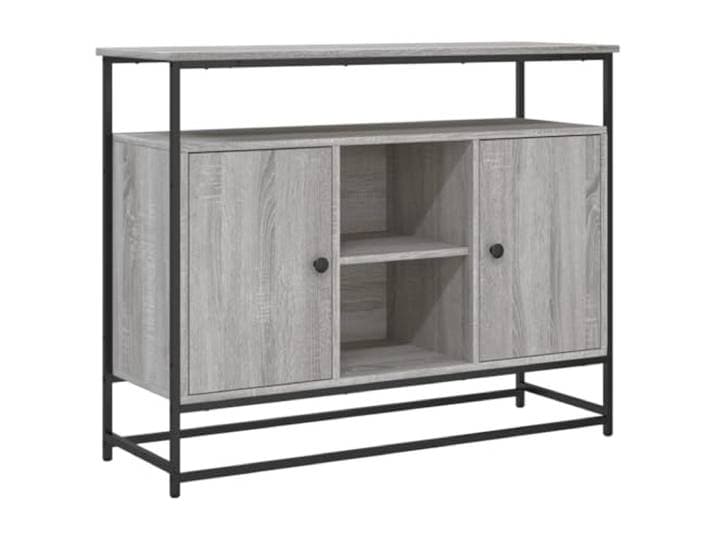 HKTMGDNG Sideboard Grau Sonoma 100x35x80 cm Kommode mit Beinen Stabiler Mehrzweckschrank für Wohnzimmer und Flur, vier justierbare Füße und inklusive Kippschutz für sicheren Stand.