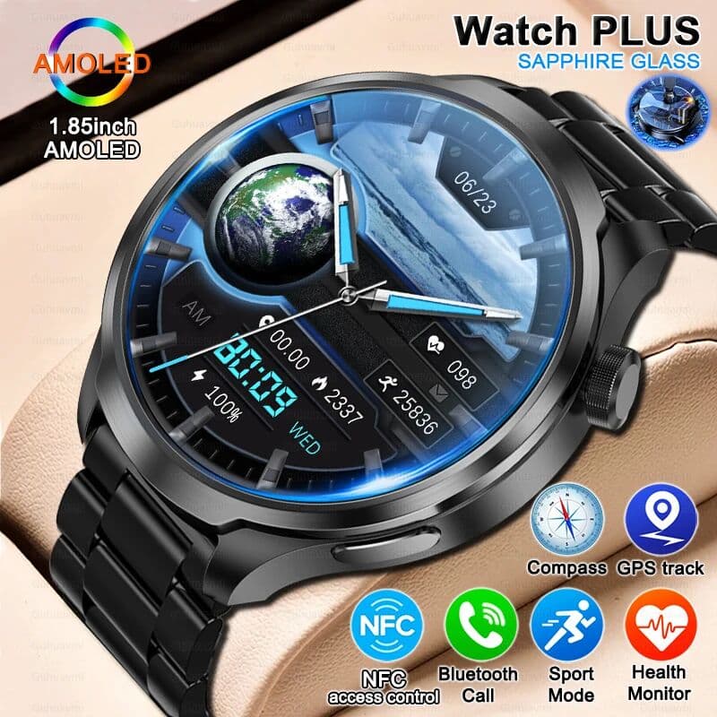 KAVSUMI 2026 Smart Watch Always display AMOLED NFC Bluetooth Call GPS trajectory Waterproof Health Sport Smartwatch Men for Android iOS