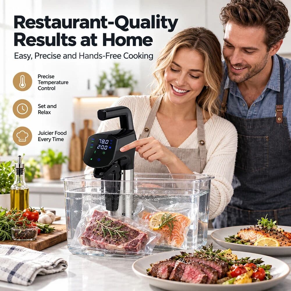 NONE Sous Vide Machine WiFi App Control 1800W Precision Cooker Immersion Circulator IPX7 Waterproof Slow Cooker for Steak Salmon Home
