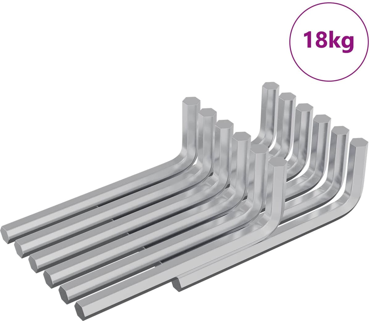 vidaXL Clé hexagonale 1800 pièces Argenté 32 x 86 mm Acier