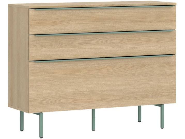 Kommode TOM TAILOR HOME, light oak, B:110cm H:89cm T:42cm, Holzwerkstoff, Melamin, Spanplatte, Sideboards, Kommode, Lowboard, Breite 110 cm,1 Klappe,2 Schubladen, viel Stauraum