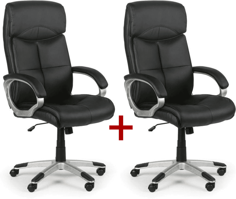 B2B Partner Skórzany fotel biurowy FOSTER 1+1 GRATIS, czarny