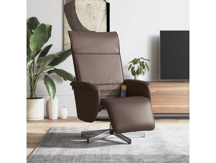 vidaXL Massagesessel mit Fußteil Braun Kunstleder