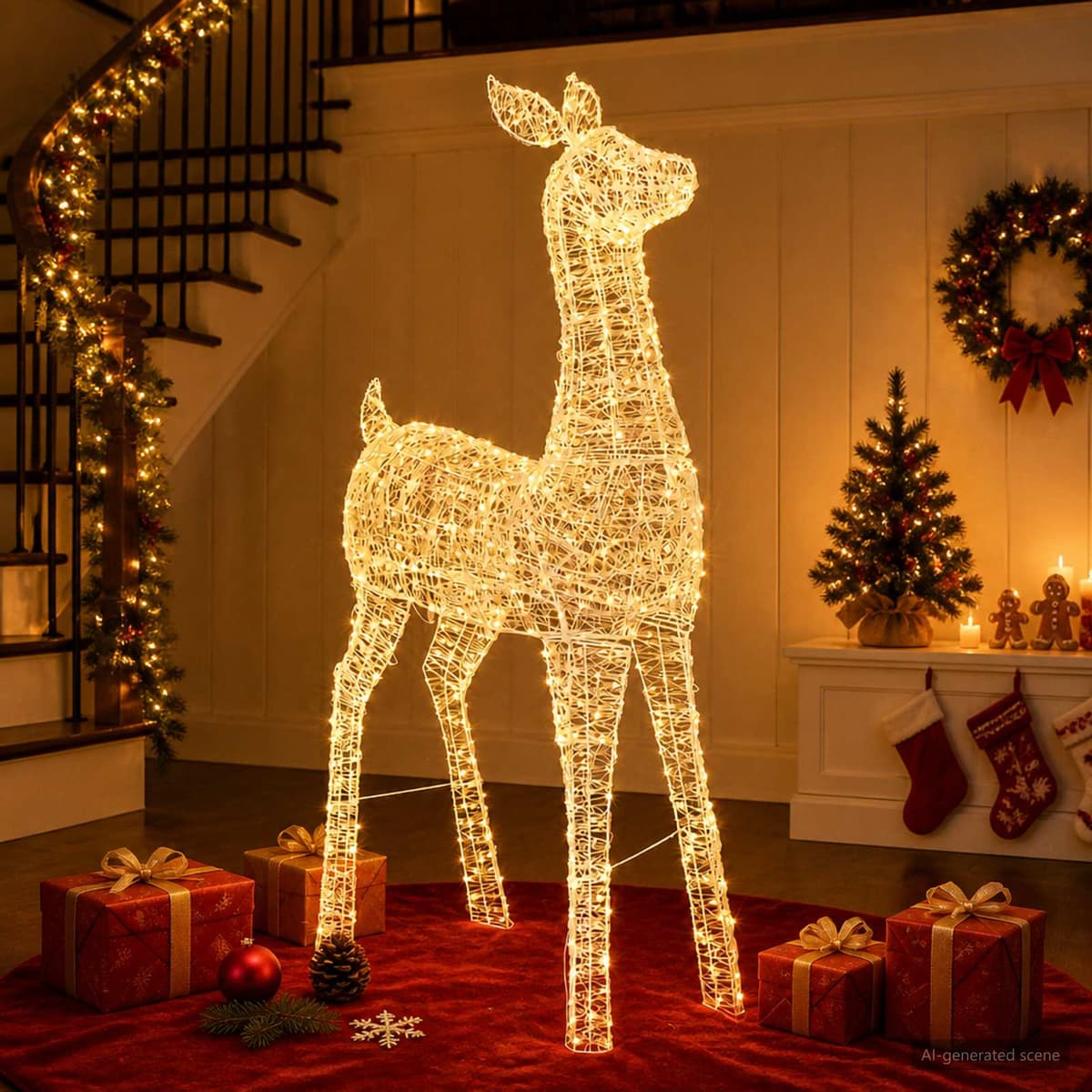 vidaXL Renne de Noël lumineux à LED LOVIISA 900 LED Blanc chaud