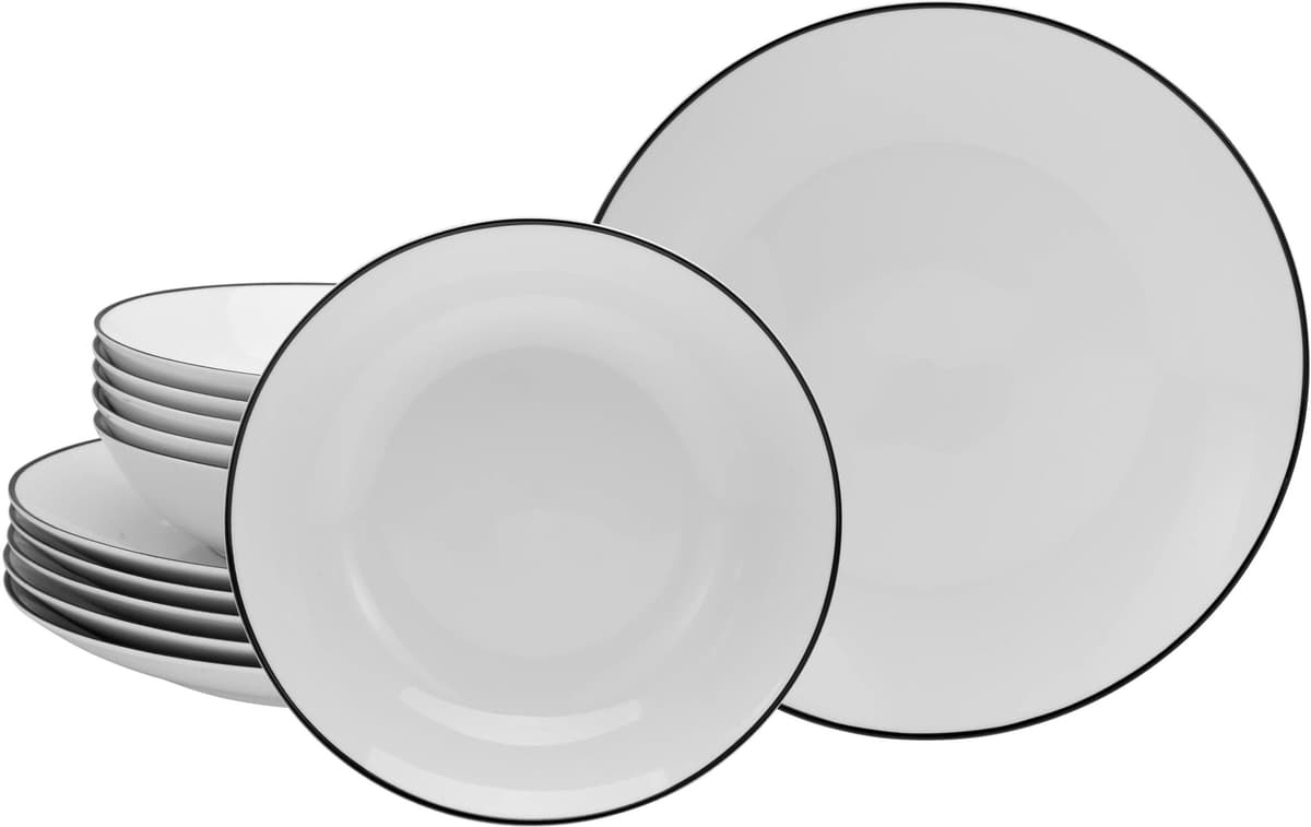 Kombiservice CREATABLE "Teller-Set Schwarz/Weiss", weiss (schwarz weiß), Geschirr-Sets, Kombiservice schwarz weiß Einheitsgröße