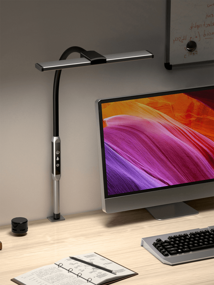 B2B Partner Stolná LED lampa LUCIO, svorka, diaľkový ovládač