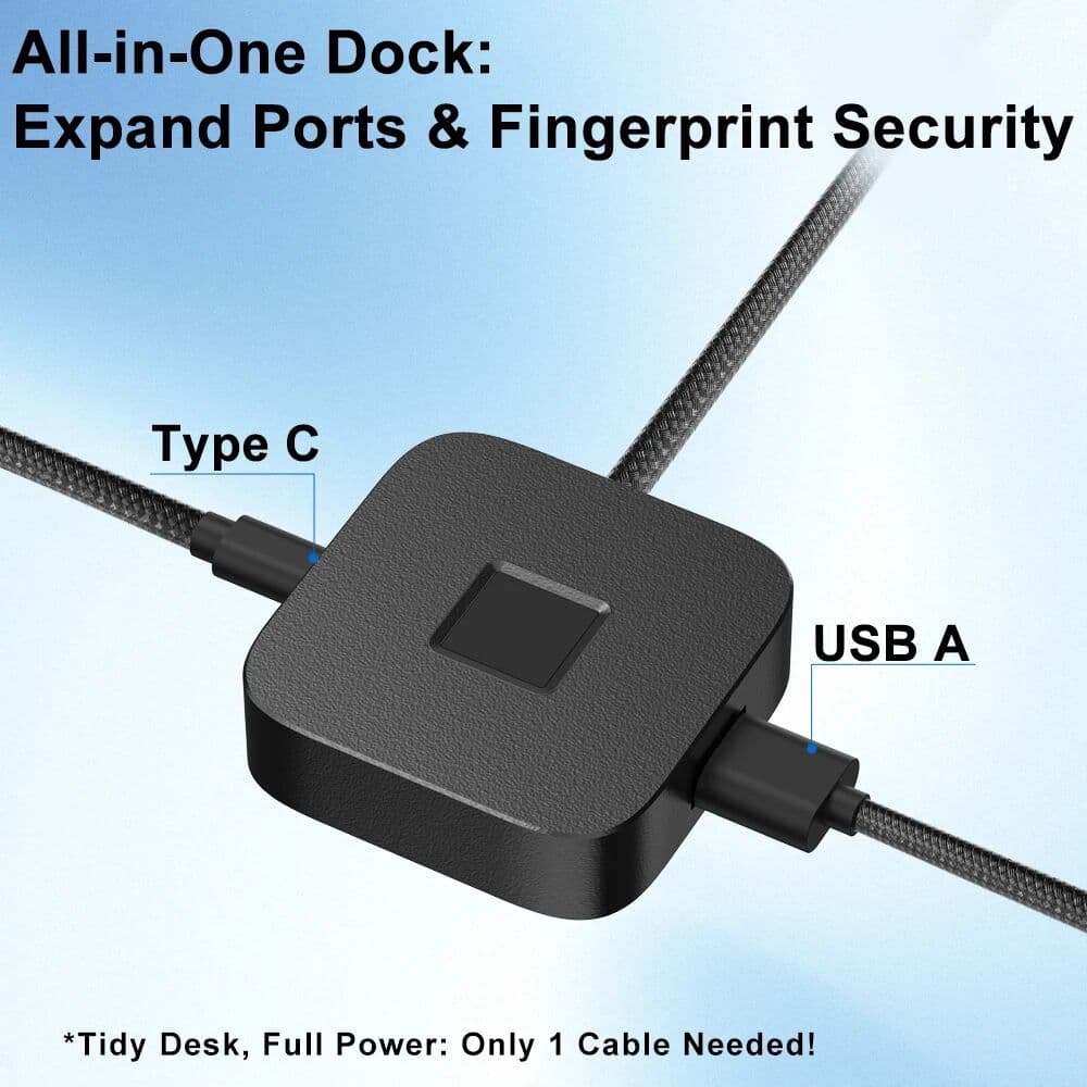NONE Portable Windows Hello USB 3.0 Hub Touch ID Fingerprint Reader Plug & Play for Laptop Desktop Windows 10/11/12
