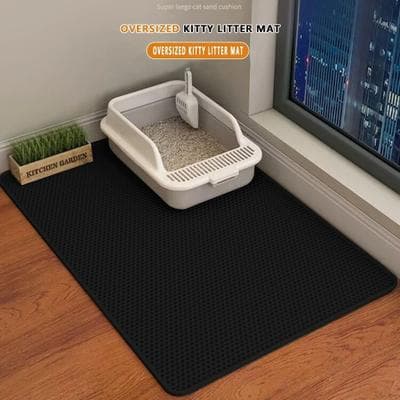 Uplift Essentials Extra Large Honeycomb Double Layer Cat Litter Mat black 22 In X 30 In