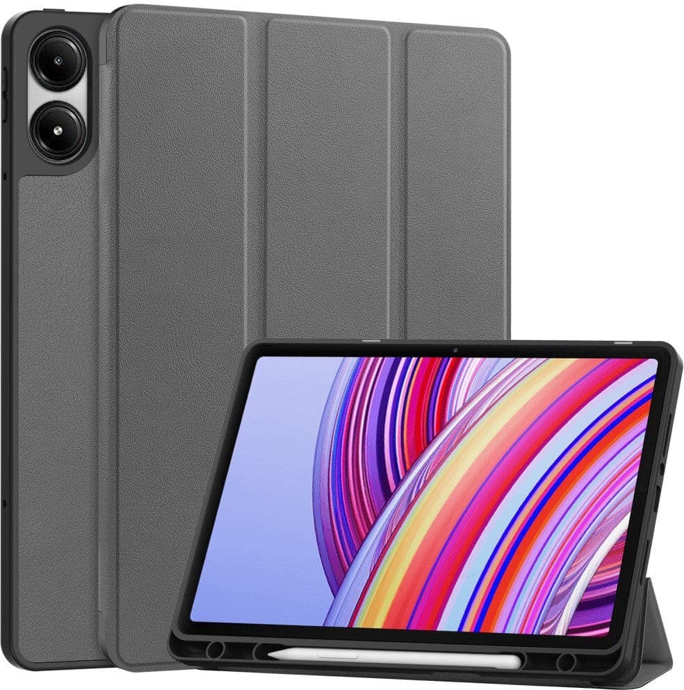 EIDERWOOD Xiaomi Redmi Pad Pro Tri-Fold Kunst Læder Cover m. Stylus Pencil Holder - Grå