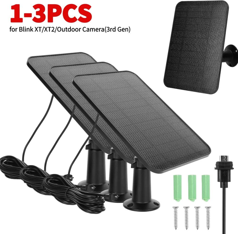 ALLOET 1-3PCS 10W 5V Solar Power Bank Solar Cell Panel Waterproof Micro USB with Rubber Plug for Blink XT/XT2/Outdoor Camera(3rd Gen)