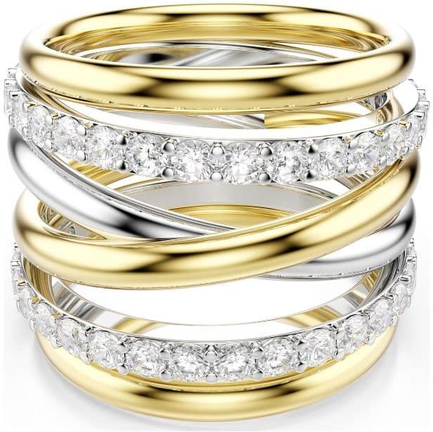 Swarovski Hyperbola sormus, 3 osaa, keltakullattu ja kirkkaat zirkoniat