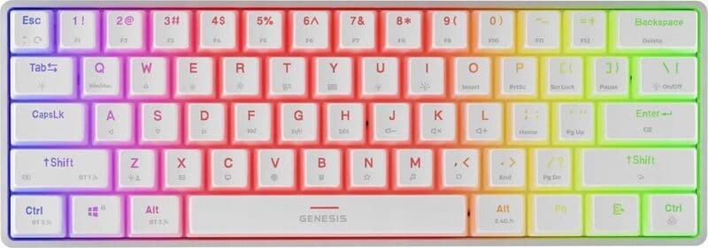 Genesis Thor 660 G2 Gaming Μηχανικό Πληκτρολόγιο 60% με Gateron Brown διακόπτες και RGB φωτισμό (Αγγλικό US) Λευκό NKG-2197