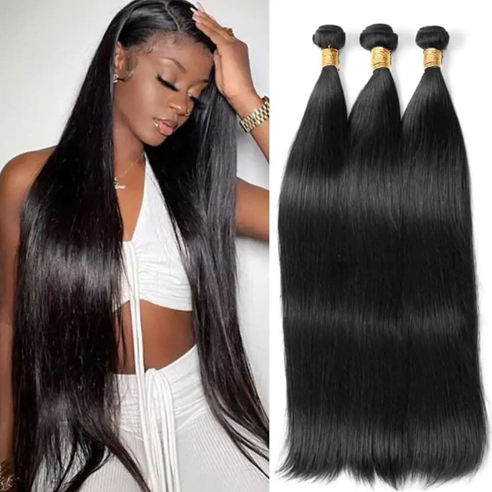 HC Straight Bundles Human Hair 10-28 30 Inch Brazilian Weave Bundles Human Hair 50g Per Bundle Natural Black Color Hair Extensions