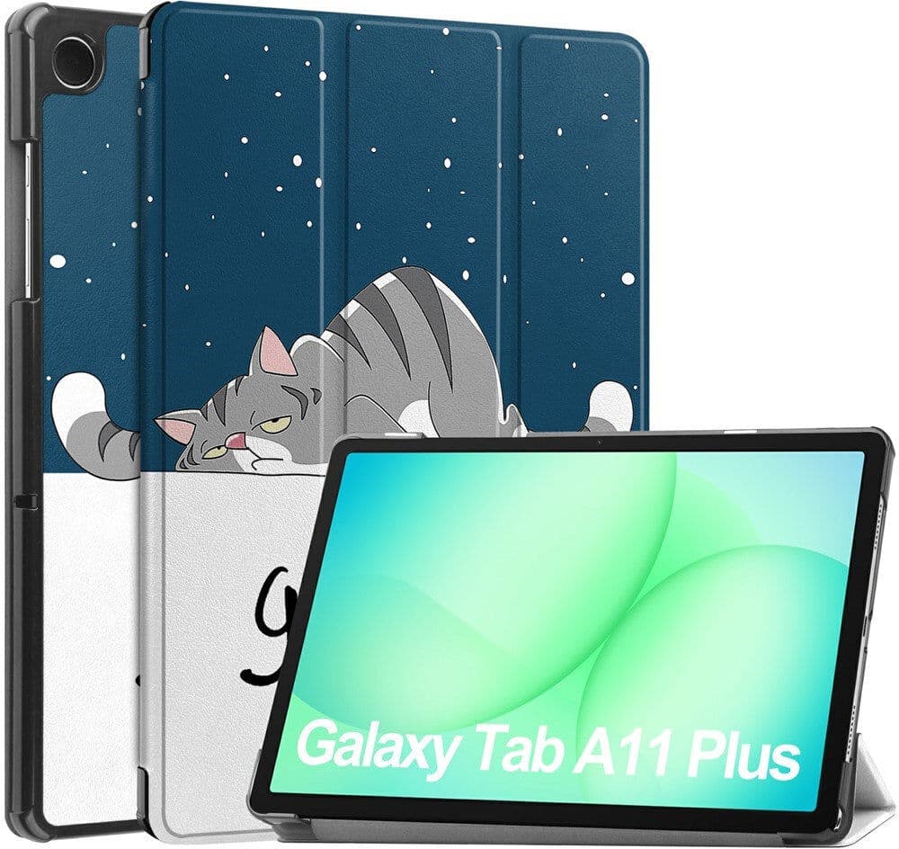 Samsung Galaxy Tab A11+ (Plus) EIDERWOOD Kunstlæder Tablet Cover m. Motiv - Sovende Kat