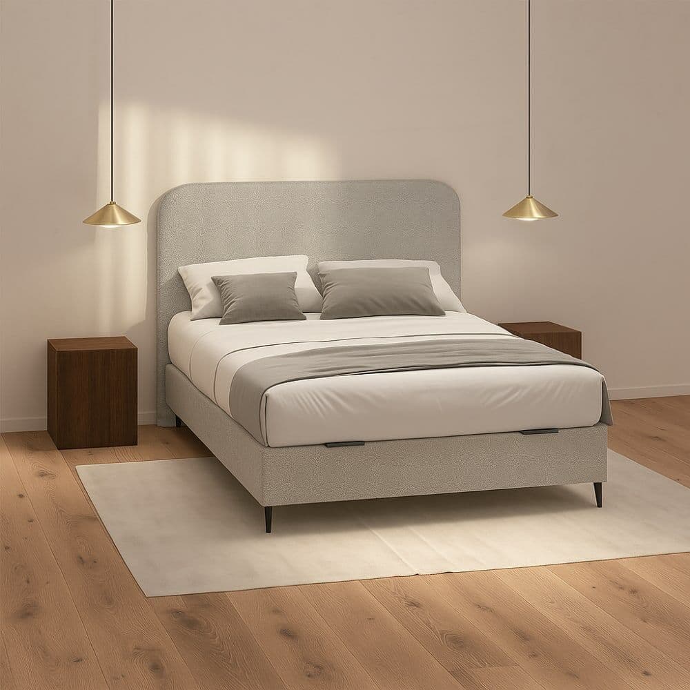 Morfeo Canapé abatible de madera tapizada gris 160x200   mediterráneo